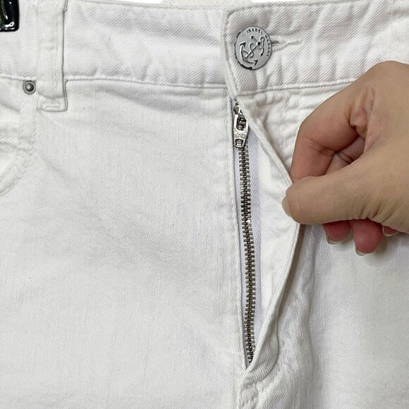 Isabel Marant White Denim Shorts High Rise Cuffed Hem Women’s Size US 6 Logo - Picture 5 of 9
